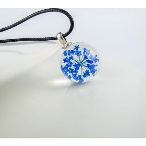 Colorful Dried Flower glass ball pendants Hand Made Long necklace for women lovers #FY320