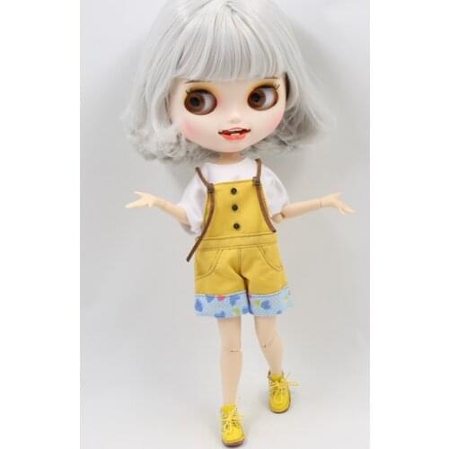 ICY DBS Blyth Doll Carved lips Open mouth Matte customized face Grey hair 1/6 Joint body bjd DIY toy girl gift