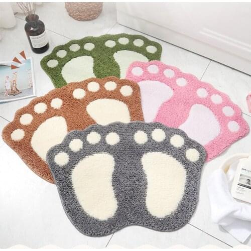 Cartoon Absorbent Foot Pad Big Feet Bath Toilet Mat Non-Slip Footprint Bathroom Rugs Area Rugs Cute Carpet Doormat Floor Mat