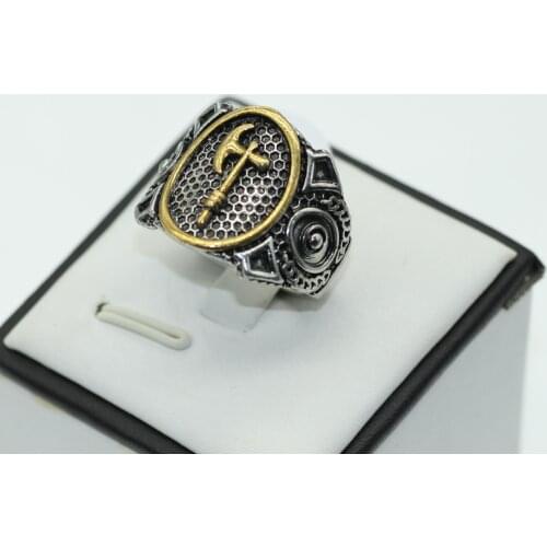 Mens Vintage Ring Nordic Viking Pirate Hammer Rings Motorcycle Party Punk Biker Ring Scandinavian Jewelry Accessories