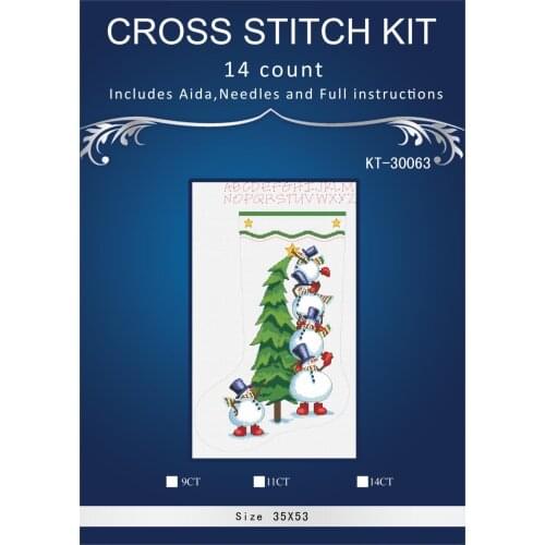Oneroom Snow birds christmas sock Embroidery Crafts Needlework 14CT Unprinted Arts Cross Stitch Kits DMC DIY Quality 31