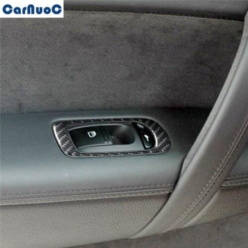For Porsche Cayenne Sport SUV 2003-2010 Car Rear Door Window Control Button Panel Trim Decal Carbon Fiber Sticker Accessories