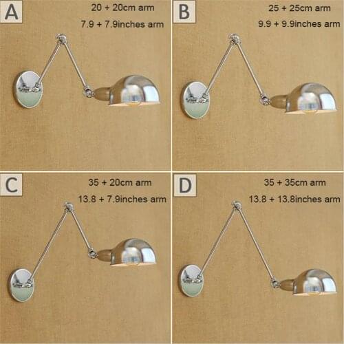 American Style Modern Chorme Wall Lamp Swing Arms Bedroom Light Bar Vintage Robot Arm Wall Lamp Sconces Luces Decorativas Lamba