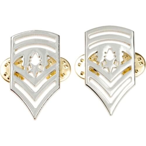 PAIR US ARMY MASTER SERGEANT MAJOR RANK METAL INSIGNIA BADGE PIN BROOCH SILVER