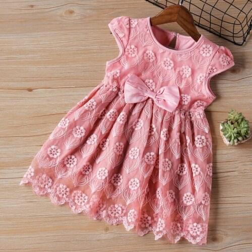 Girls Dress 2020 New Girls Summer Dress Sleeve Lace Bow Princess Dress Kids Dresses For Girls