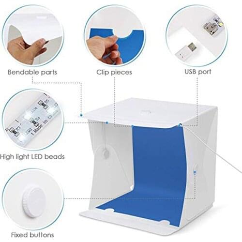 40Cm Large Size Folding Lightbox Photography Photo Studio Softbox LED Light Photo Portable Strip 4 Color Background Cloth