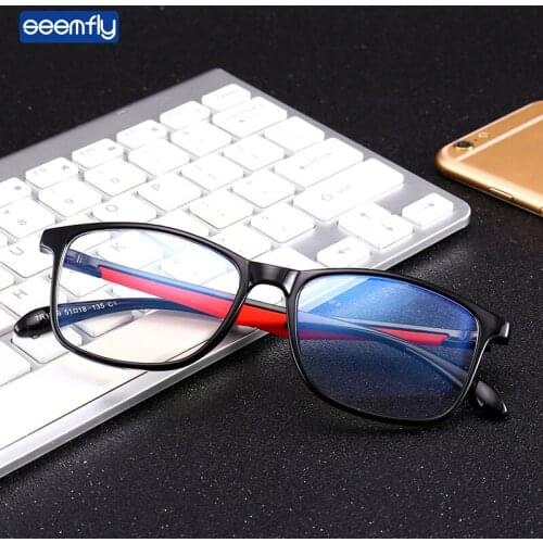 Seemfly Vintage TR90 Anti-blue Light Glasses Frame High Definition Computer Goggles With Blue Film Anti-radiation Unisex Eyewear
