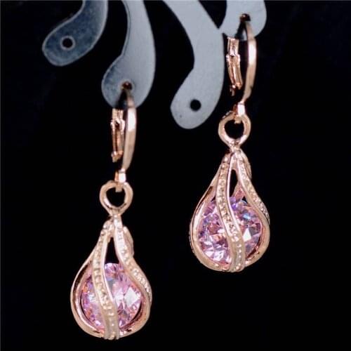 Earrings Jewelry Nice Shipping New Fashion Women/Girls Gold Color White/pink/purple/green CZ Dangle Earrings Jewelry