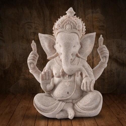 Indian Ganesha Statue， Resin hand carved Buddha statue Home decoration accessories Garden aquarium decorations