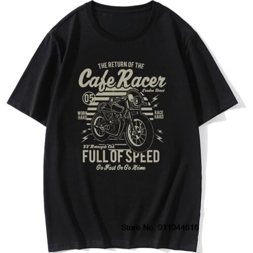 Vintage Cafe Racer Full of Speed Motorcycle T Shirt Retro Motorbike Racer Auto Game Cool Tshirts Cotton Rider Biker Tops Tees