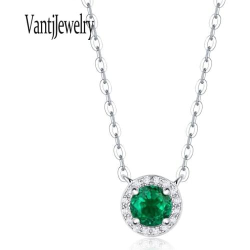 Lab Grown Emerald Pendant Sterling 925 Silver Necklace Created Gemstone for Women Wedding Birthday Party Jewelry Gift