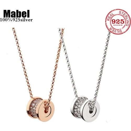 High quality fit Original 100% 925 sterling silver necklace for women with rose gold classic couple jewelry wedding gift
