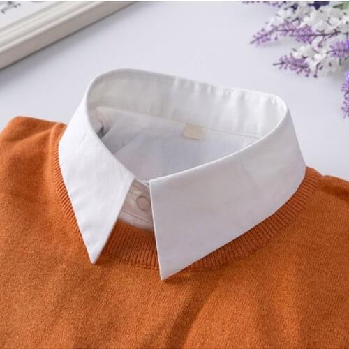 Women Cotton Lace Fake Collar Blouse Vintage Detachable Shirt Collar False Decor