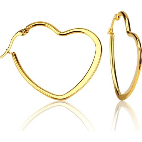 Stainless steel love earrings smooth polished big peach heart earrings girlfriend mother gift holiday jewelry ladies earrings