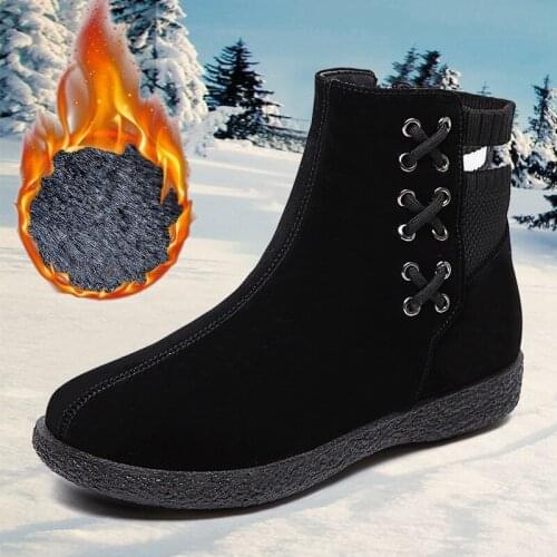 2021 womens Snow Boots Women Zip Winter Ladies Warm Fur Suede Flat Woman Fashion Ankle Boot Female Casual Shoes Plus Size 43