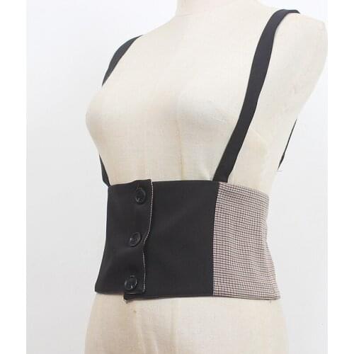 Black Singble Breasted Plaid Elastic Strap Womens Belt Personality Belts for Women New Fashion Tide All-match Apparel 2021