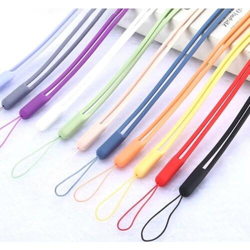 10 Colors Candy Silicone Mobile Phone Long Lanyard Soft Skin-friendly Solid Hanging ID Card Keys Bags Pendant Rope