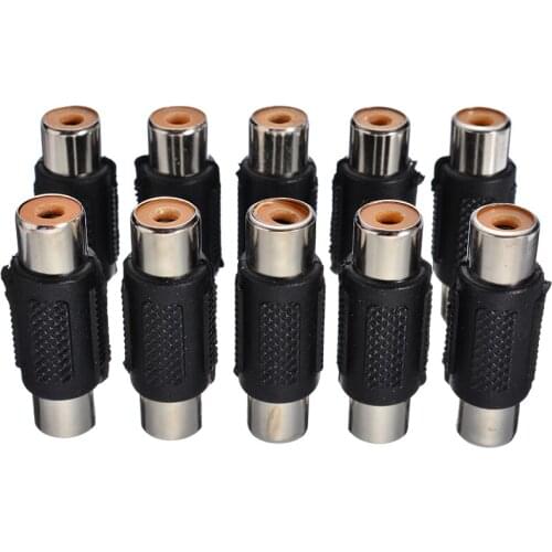 10pcs/lot RCA Female To Female AV Audio Video Plug Jack Extension Cable Connector RCA Coupler Adapter Audio Connecter