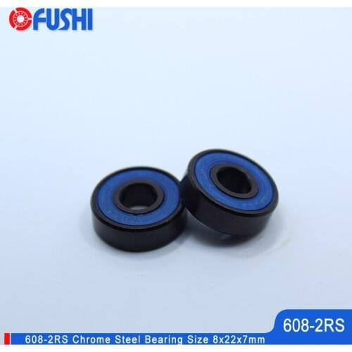 Skateboard 608-Black Bearing 8x22x7 mm 10PCS Miniature PA66 Cage Wheel V Surface 608 RS Ball Bearings 608 2RS