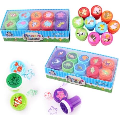10pcs Self-ink Stamps Kids Party Favors Event Supplies Drawing Toys for Birthday Party Toys Boy Girl Stamps Toys