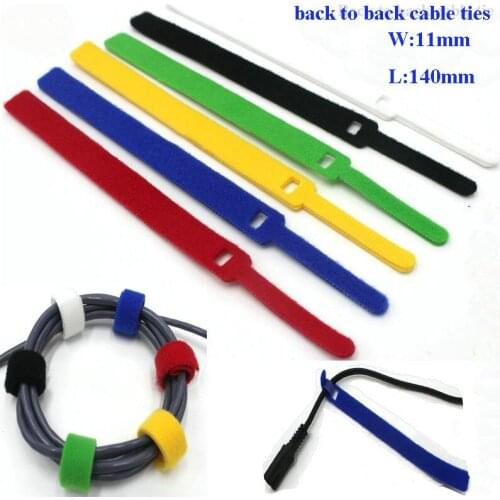 240pcs 11*140mm 6colors Nylon Reusable Cable Ties back to back organize cable tie nylon strap Tape hook loop fastener management