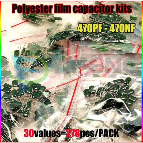 Lowest Price 278 Pcs 30 Values Polyester Film Capacitor Assorted Assortment Kit 470pf - 470nf 100V