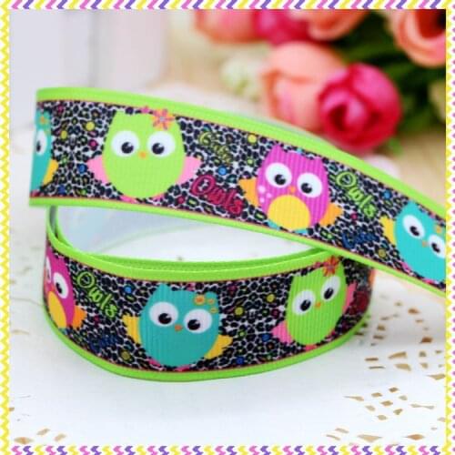 7/8'' Free shipping owl printed grosgrain ribbon headwear hair bow diy party decoration wholesale OEM 22mm B617