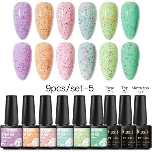 Mtssii 9/13PCS Uv Gel Nail Polish Set Nail Yogurt Effect Gel Soak Off Glitter Colorful Dot Varnish With Base Top Coat Gel Set