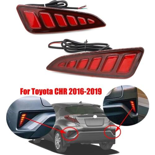 Car Flashing Multi-function LED Reflector Lamp Front / Rear Fog Lights Rear Bumper Brake Light For Toyota C-HR CHR 2016-2019