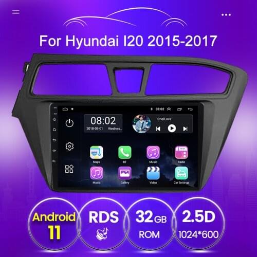 Quad-Core ROM 32GB RAM 2GB Car Multimedia Player For Hyundai I20 2014 2015 2016 2017 Android 11 GPS Navigation Stereo