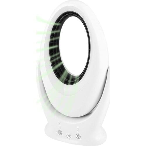 Bladeless Fan with 7 Color LED Nihgt Light USB Rechargeable Silent Table Fan Outdoor Home Electric Fan Air Cooler