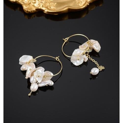 Dorado 2021 European Style Natural Pearl Drop Dangle Earrings For Women Irregular Baroque Hoop Earring Jewelry Favorite Gift