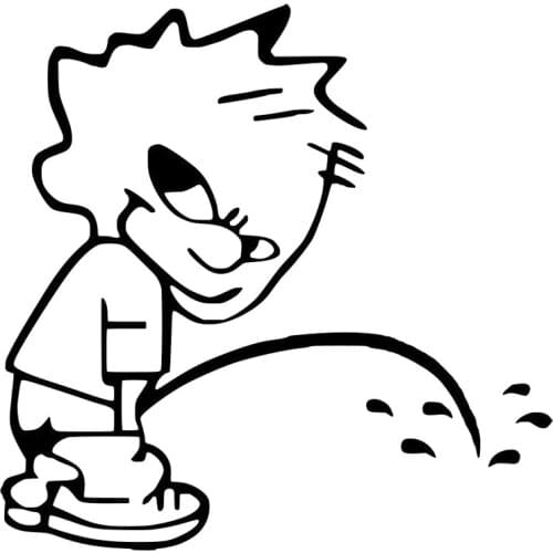 Personality Funny Pee Boy Car Decal Funny Car Sticker Decorative Cover Scratch Sunscreen Pvc Black/white 15cm*15cm