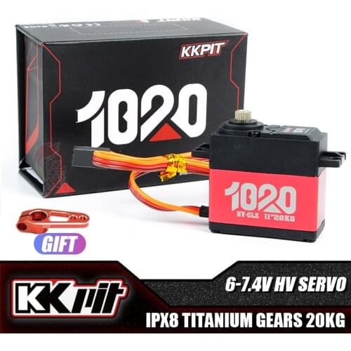 KKPIT 1020 servo 6-7.4V HV Titanium gears 90° 0.1sec 20KG high torque IPX8 waterproof servo for 1/10 1/8 RC Crawler Scale truck