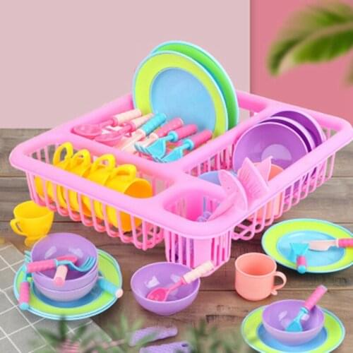 Pretend Play Kitchen Dish Set - 21 Piece Kids Kitchen Toys Accessories Cooking Dishes Tea Play Set For Toddlers Girls Boys