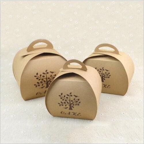 Kraft paper box with handle,Bakery Pastry Cheesecake egg tarts bakery boxes 9cm*7.5cm*9cm 100PCS WHOLESALE LOWEST PRICE