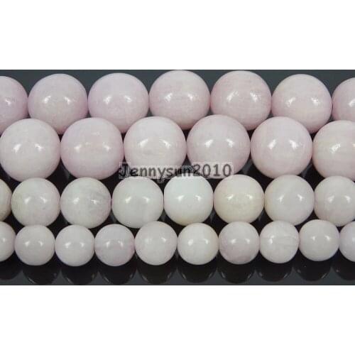 Natural Kunzite Gems Stone Round Loose Spacer Beads 15'' 4mm 6mm 8mm 10mm 12mm Strand for Jewelry Making Crafts 5 Strands/Pack