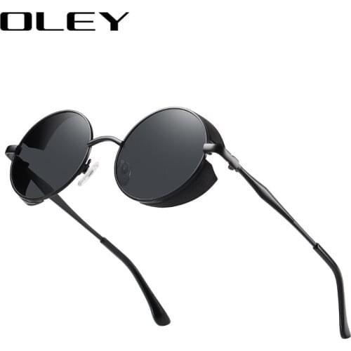 OLEY Round Steampunk Sunglasses Brand Design Men Women Metal Punk Sun glasses Vintage Sunglass UV400 Shades Eyewear Gafas de Sol