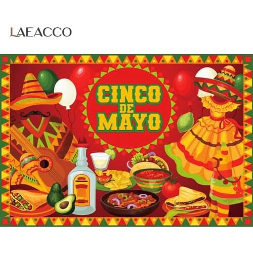 Laeacco Dessert Party Mexico Festival Photography Backdrop Cinco De Mayo Baby Birthday Party Photo Studio Photocall Background