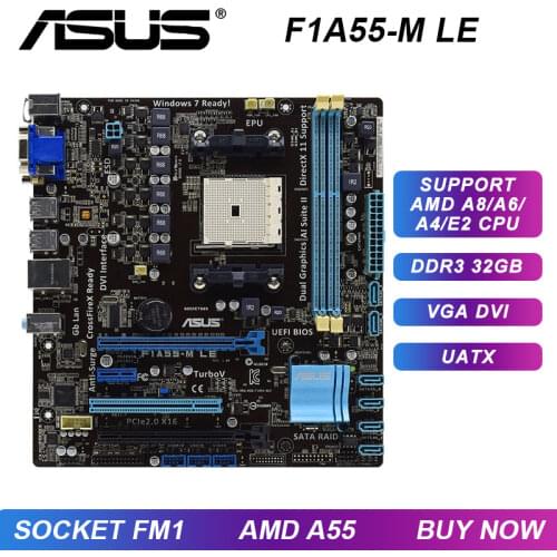 ASUS F1A55-M LX3 R2.0 Socket FM1 AMD A55 Desktop Used Motherboard DDR3 32GB USB2.0 AMD A/E2 Cpus amd pc motherboard 100% Tested
