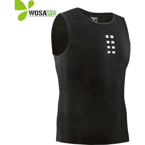 WOSAWE Visible Cycling Vest Breathable Mesh Running Tights Gilet Summer Bicycle Undershirt Clothing Bike Underwear Base Layer
