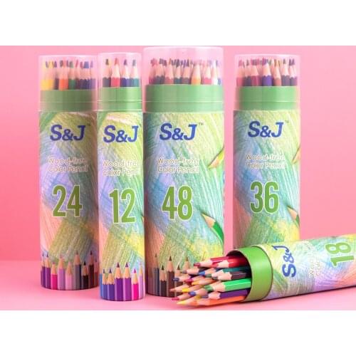 12/18/24/36/48 Oily Color Pencil Lead Brush Hand Painted School Office Suppies Water Soluble Color Drawing Kit