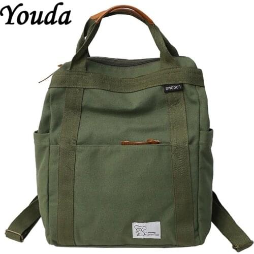 Youda New Korean Simple Shoulder Bag Ladies Canvas Travel Backpacks Casual College Students Schoolbag Classic Style Backpack