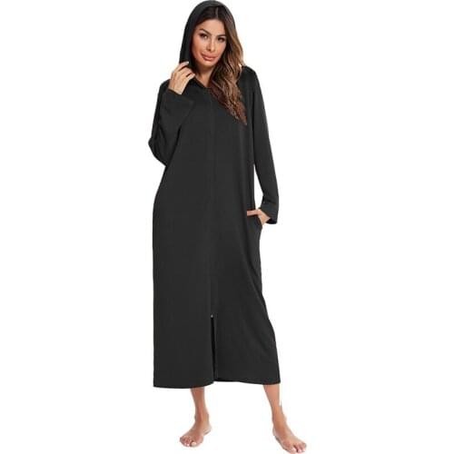 2020 New Women Winter Hot Hooded Cardigan Hot Style New Zipper Pajamas Modal House Coat