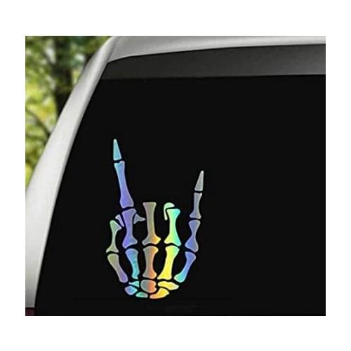 【customized】Rock on Skeleton Hand Sticker, Rock N Roll Sticker, Skull Decal and Stickers for Car Hood, Window, Truck, SUV