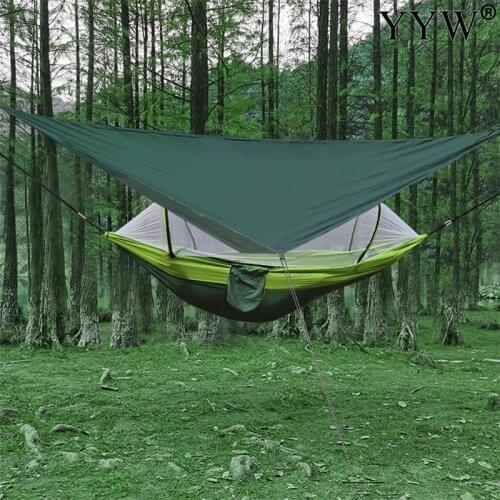 2.9x1.4M 1-2 Person Nylon Portable Outdoor Camping Hammock Mosquito Net Sun Shade Sail Fabric Hanging Bed Hunting Sleeping Swing
