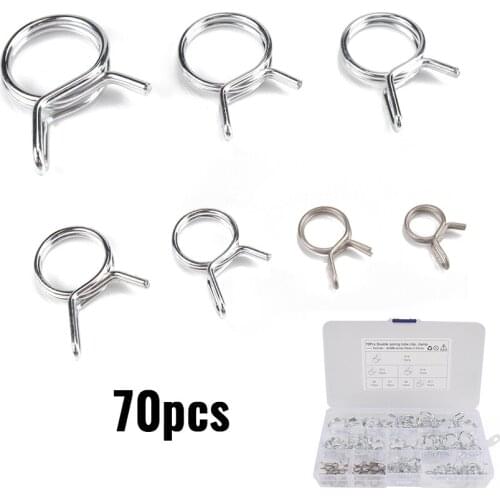 70pcs Stainless Steel Spring tube clamp Double Wire Fuel Line Hose Tube Clamps For Car Motorcycle RV