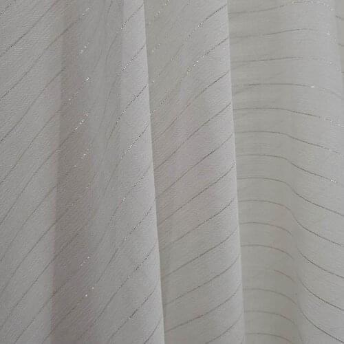 ON SALE Metallic Dress Gown Fabric Silver Shimmer Stripe Material DIY Tissue For scarf qualified