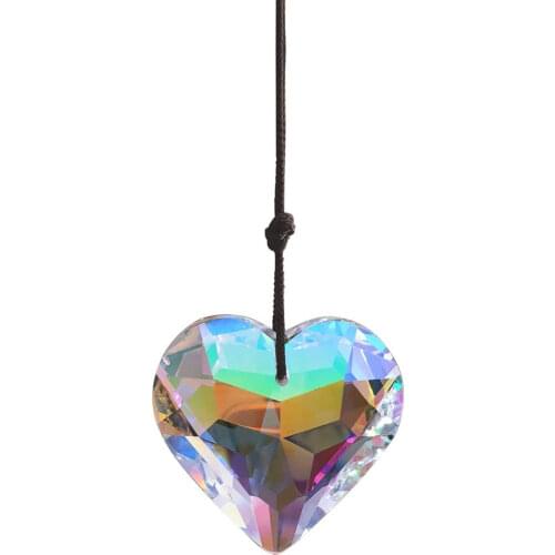Heart Shape Rainbow Crystal Suncatcher Hanging Prism Ornament Pendant Home Garden Decor Car Decor Crystal Wind Chime Pendant