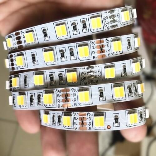 LED Strip Dual White 5630 CW/WW CCT 2 colors in 1 led 5050 color temperature 5m LED tape Lights 12V Non waterproof Free shipping